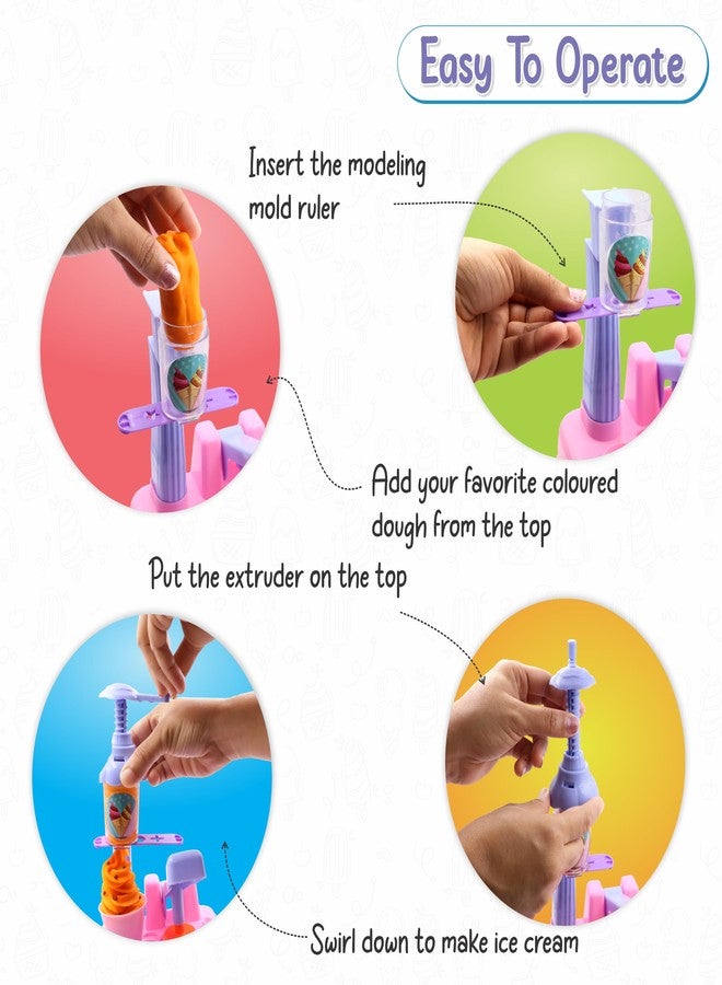 Chanak Play Dough Ice Cream Maker Set, Safe Non-Toxic Dough Ice Cream Maker Including 6 Color Dough Tubes Each 50g for Boys Girls, Above 3+ Age (Pink) - Image 3